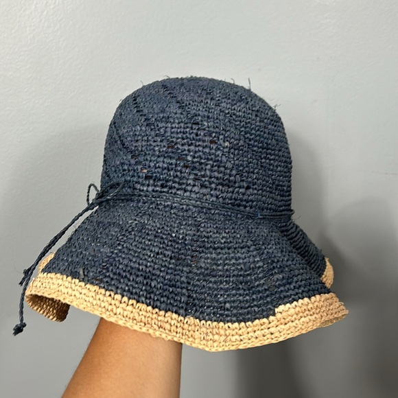 Lauren Ralph Lauren Navy Soft Straw Hat w cream trim size M - Picture 5 of 7